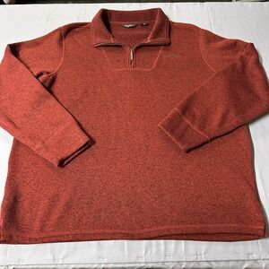 Eddie Bauer Mens‎ XXL Quarter Zip Pullover Sweater Rust Red